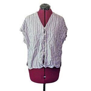 Time and Tru Blouse Multicolor Striped Women’s Size Medium Linen Blend